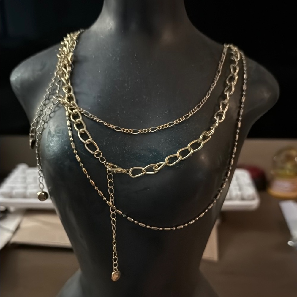 bp Nordstrom Elegant Gold plated 3 Layered Necklace NWT